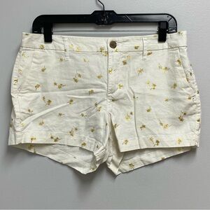 Old Navy Women’s Linen blend Cream Shorts with Gold Palm Print size 6